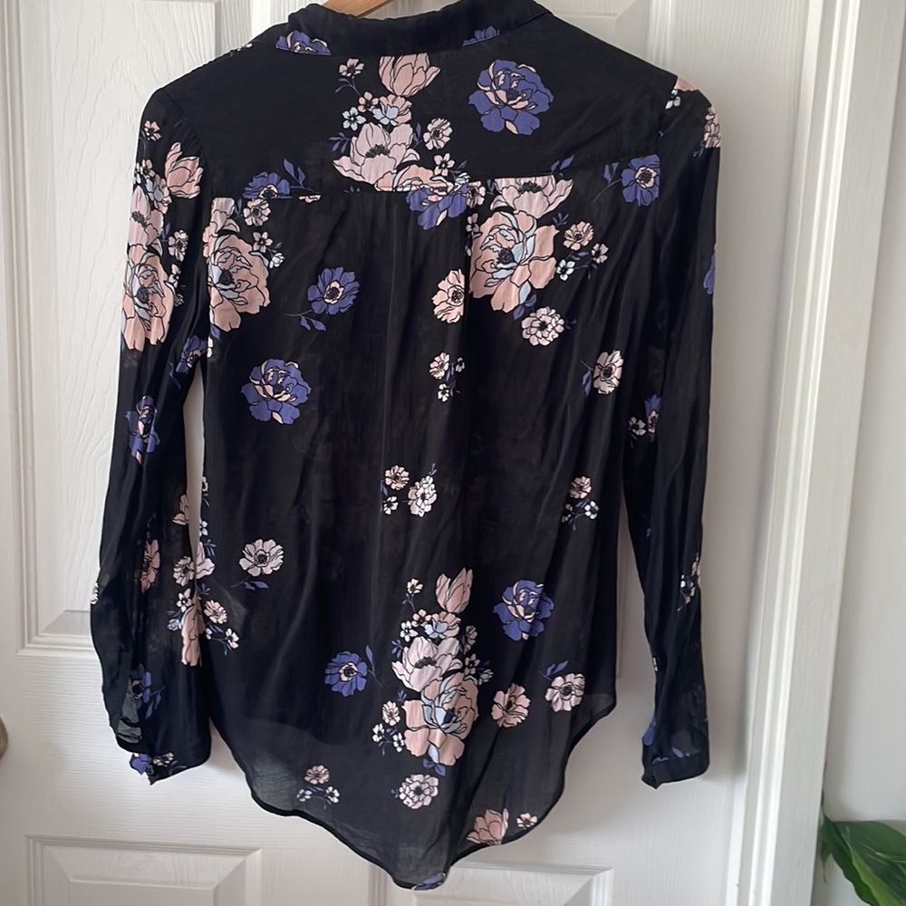 Floral Anthropologie Cloth & Stone Long Sleeve Button Down Blouse Pockets - Picture 8 of 14